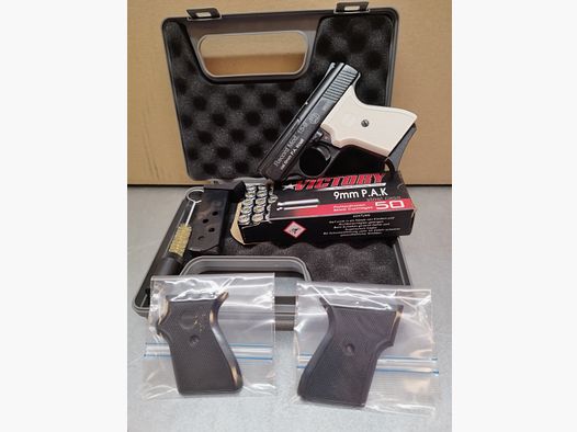 Record Mod. 15-9 Snowflake Schreckschuss Pistole 9mm brüniert  Set Angebot !!Neuware!!