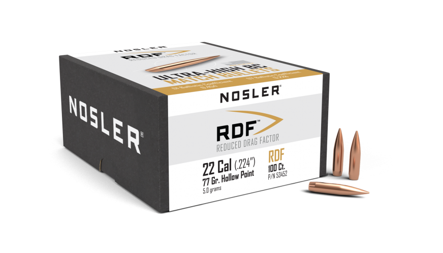 NOSLER HPBT RDF (Reduced Drag Factor) Geschoss 22 Cal (.224) 77gr 100 Stück 53452