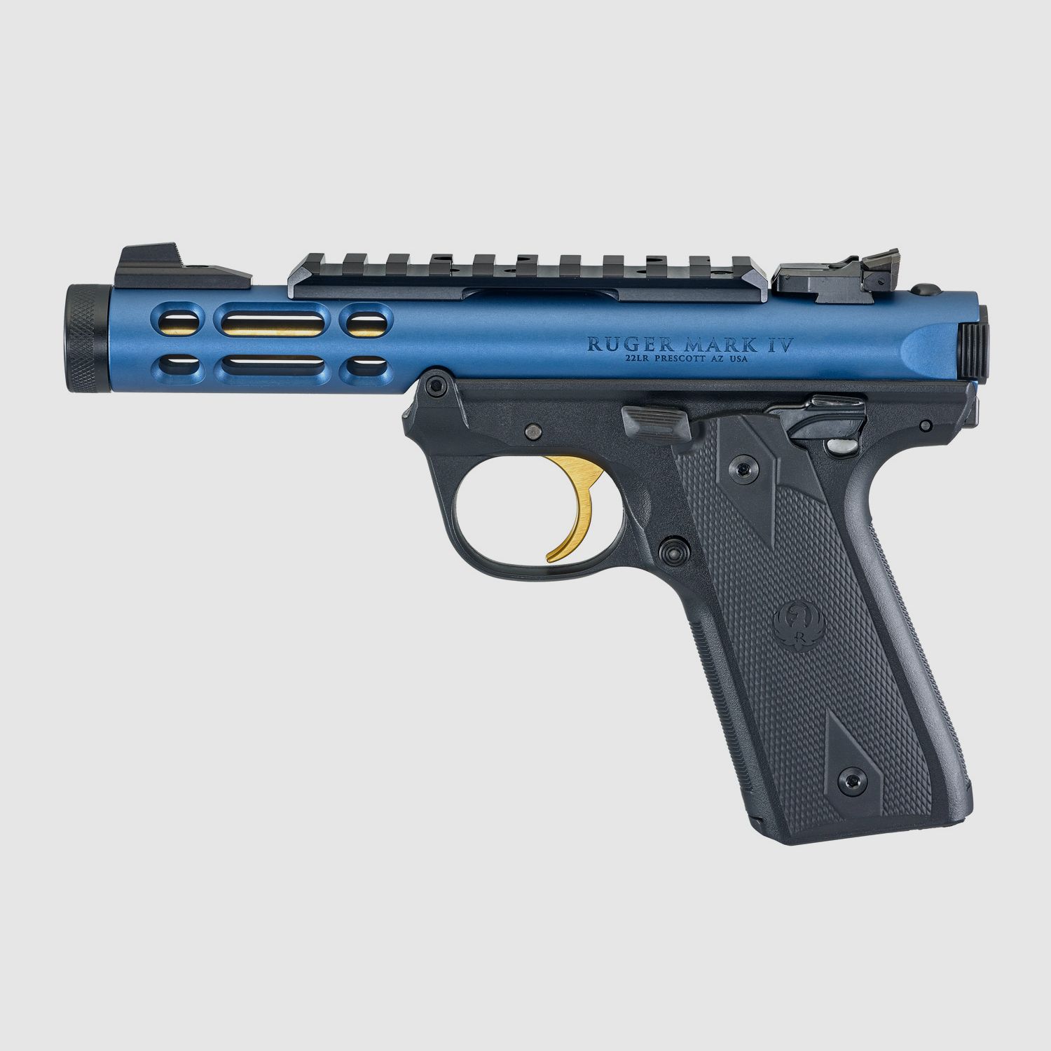 Ruger Mark IV 22/45 Lite .22 LR, 4.40" 1/2"x28, Picatinny, adjustable rear sight, Cobalt Kinetic Slate Anodized