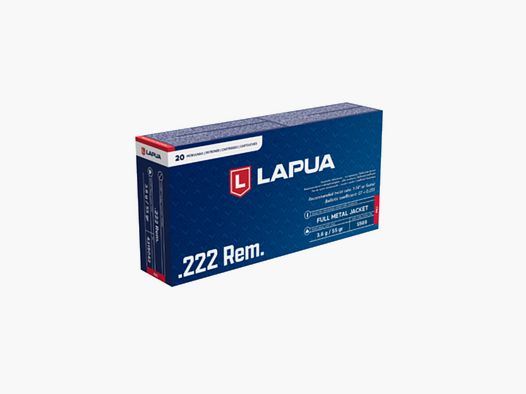 Lapua FMJ 3,6g / 55gr. 20 colpi .222Rem