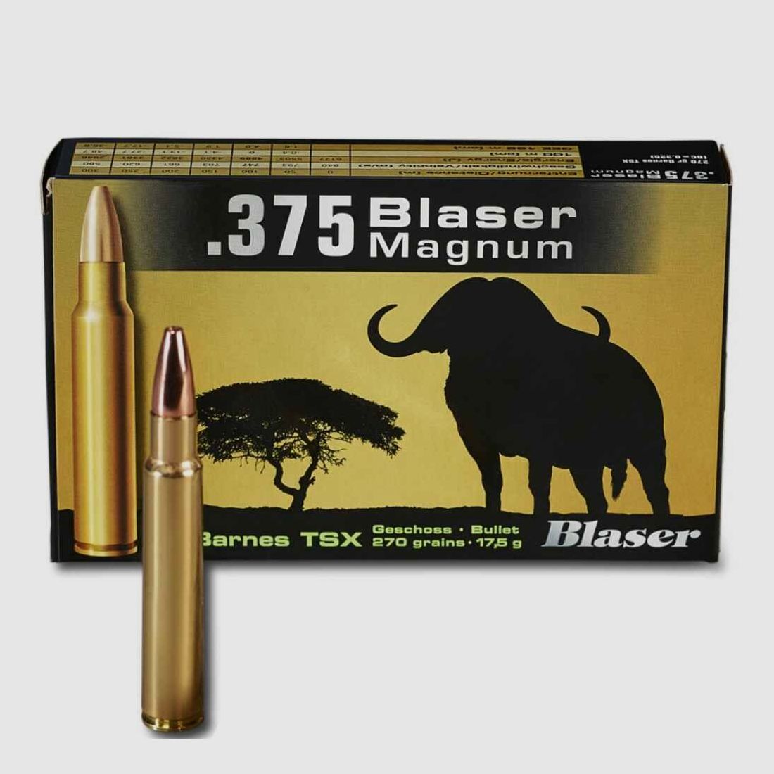 .375 Blaser Mag. sans plomb Blaser 270 gr. 17,5 g Barnes TSX sans plomb VE20