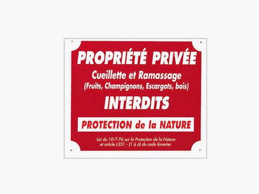 Sign 'Private property harvesting...' 30 x 25 cm - Aluminum