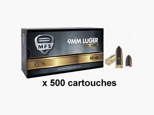Munitions MFS cal. 9×19 FMJ 115gr – Lot de 500