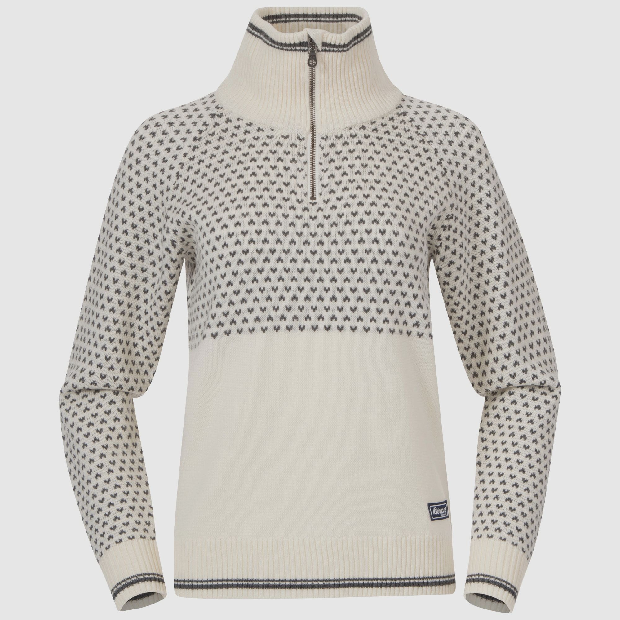 Bergans Alvdal Wool Half Zip Kobiety Wanilia Biała/Solidna Ciemna Szarość M