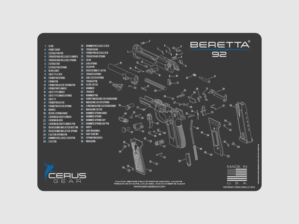 Cerus Gear – Tapis de nettoyage – Beretta 92