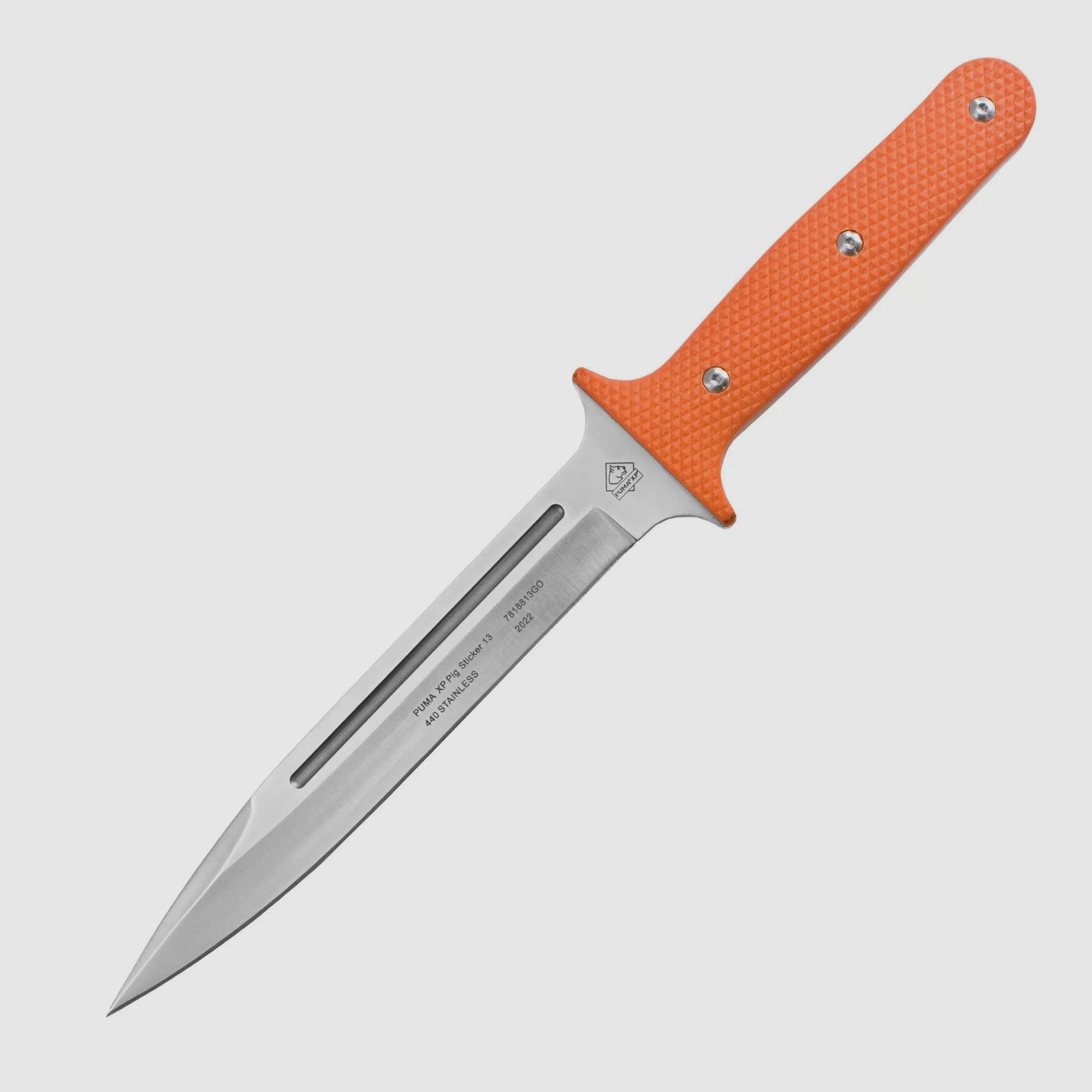 PUMA XP couteau à cochon 13, couteau à dépecer, orange G10 avec peau de poisson, étui Kydex