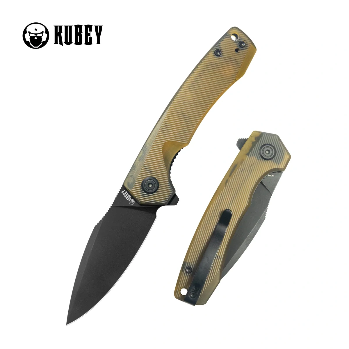 Nóż składany Kubey Calyce Yellow Ultem, Blackwashed 14C28N (KU901Z)