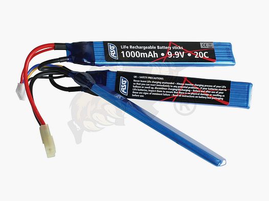 Airsoft LiFePo Akku 9.9V 1000mAh, 20C dreiteilig - Mini Tamiya - Strike Systems