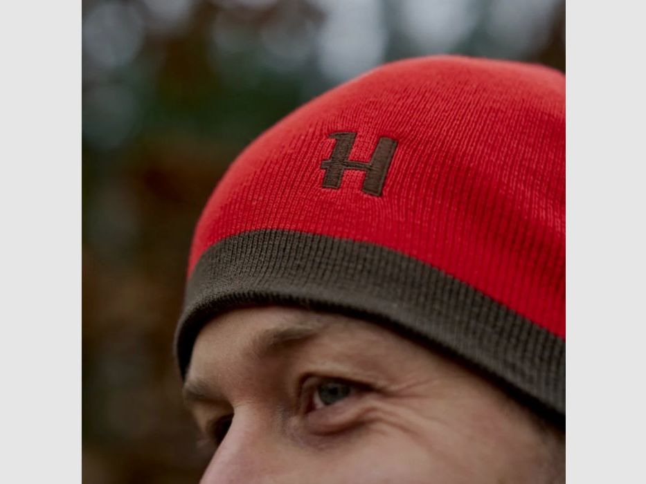 Härkila Beanie Aspire Reversible | schaduw bruin/rood, afbeelding 7 van 12