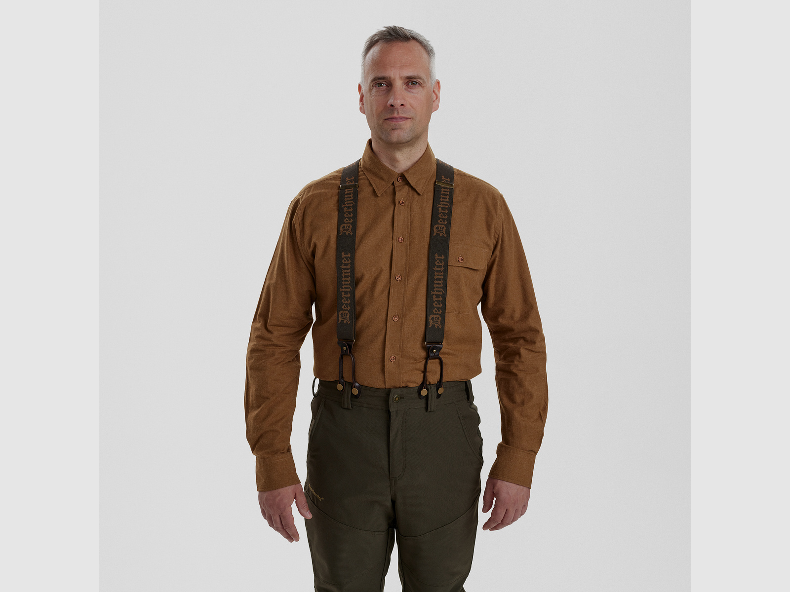 Kombi Hosenträge, Knöpfe un Clipse - Walnut – Kleidergröße Herren: 130 CM