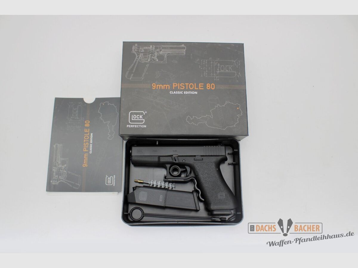 Pistolet Glock 80 Modèle Anniversaire Cal 9 Para avec Boîte de Collection