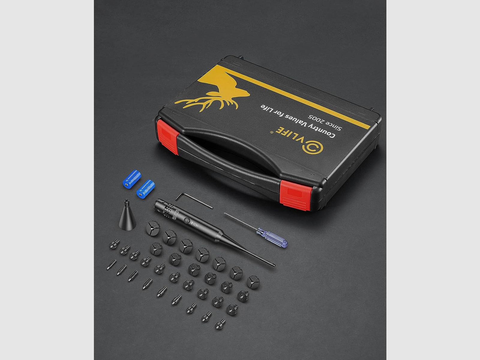 CVLife Bore Sight Laser - 32 Adaptern für Kaliber von 0,17 bis 12GA