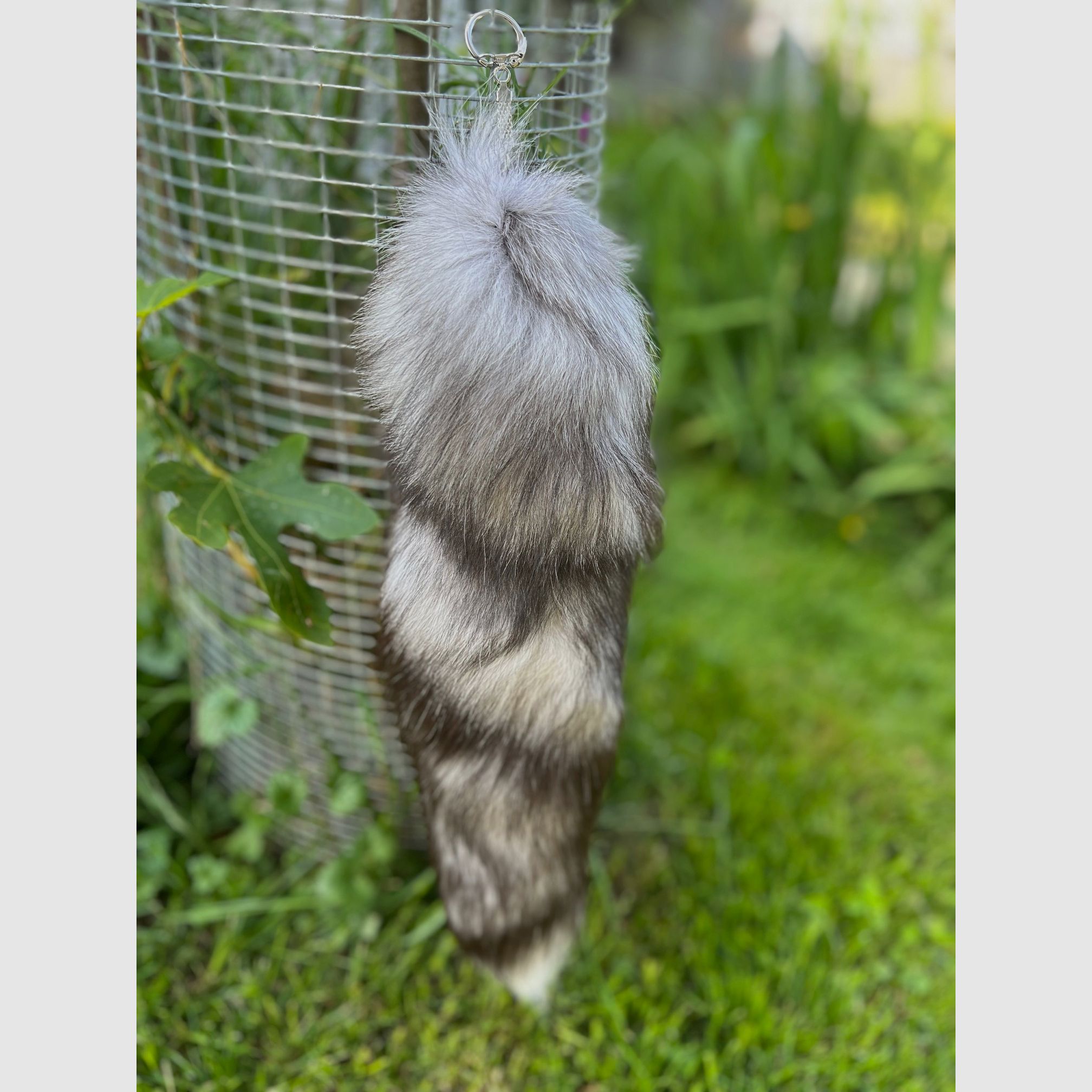 Actual blue fox tail with keychain