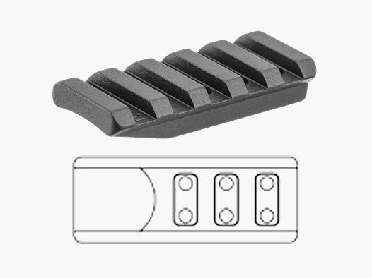 Soporte Picatinny ERATAC de 55 mm centrado, altura 10 mm