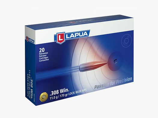 Lapua .308 Win. 170GR Lock Base 20 Patronen