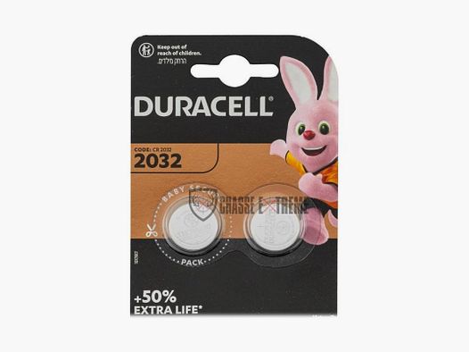 Verpakking van 2 CR2032 Lithium 3 Volt Batterijen DURACELL