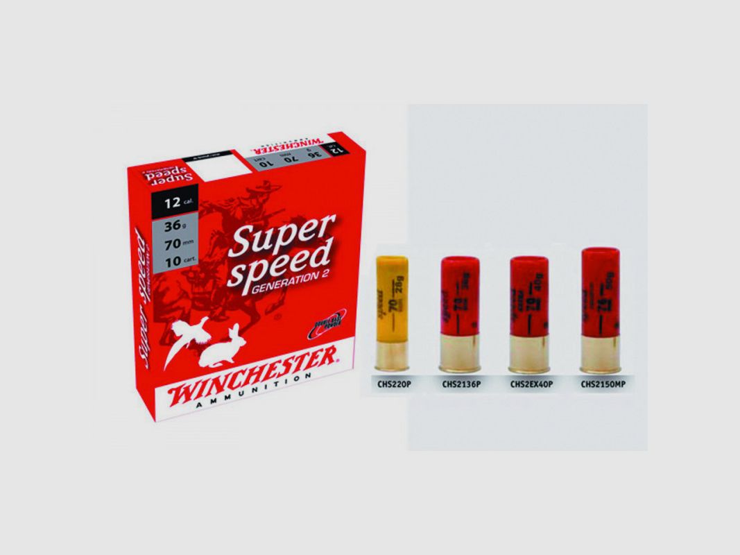DOOS VAN 10 PATRONEN WINCHESTER 12/76 MG SUPER SPEED G2 20MM 50G PB2, afbeelding 2 van 2