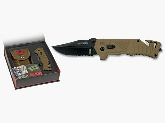 Taschenmesser Rettungsmesser RUI Titan beschichtet mit Nylon-Etui