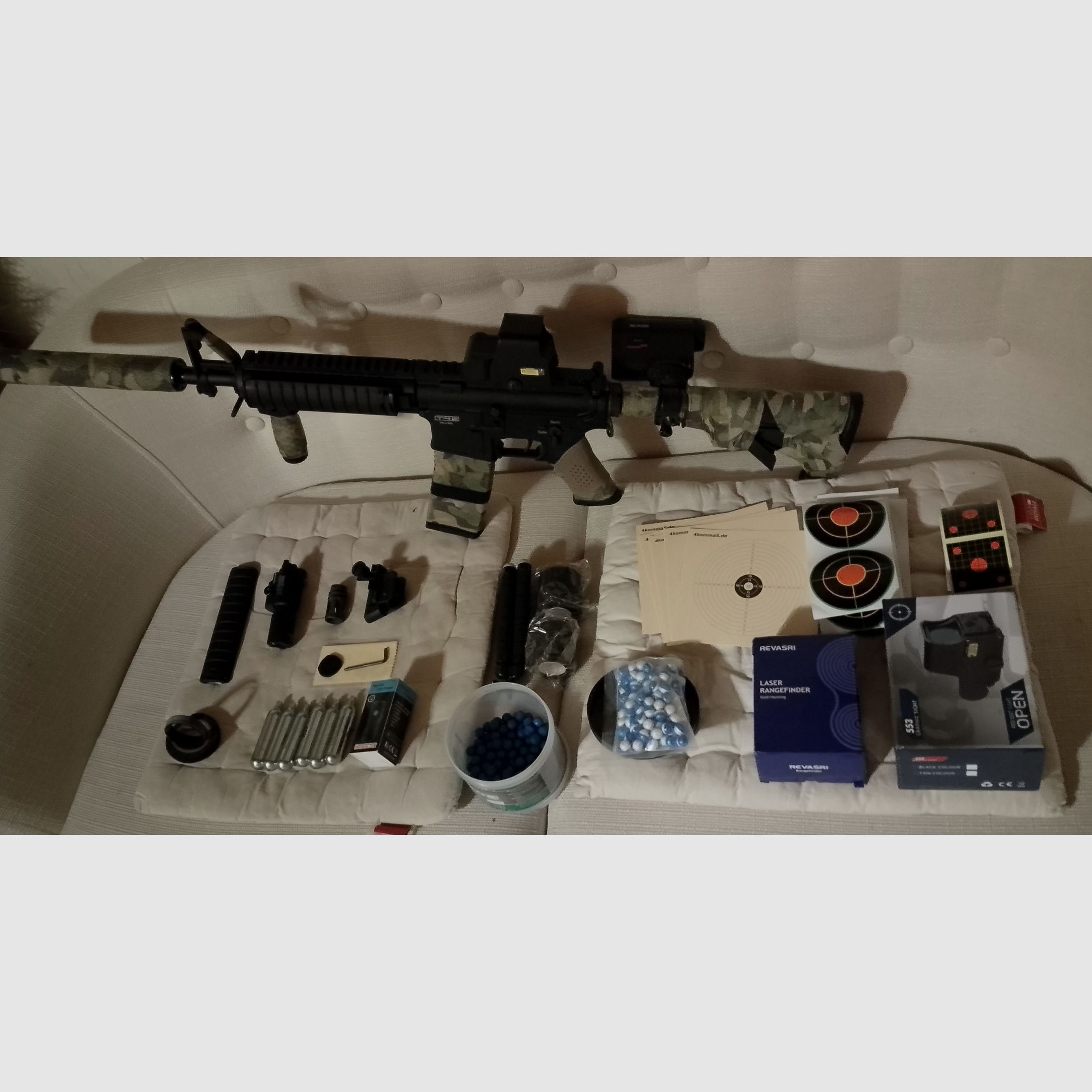 Combat Set T4E t4m RIS CO2 Druckluft Sturmgewehr Ram Tarnung  Holo Visier Laser Entfernungsmesser Home Defense Gewehr cal .43 upgraded Paintball Markierer
