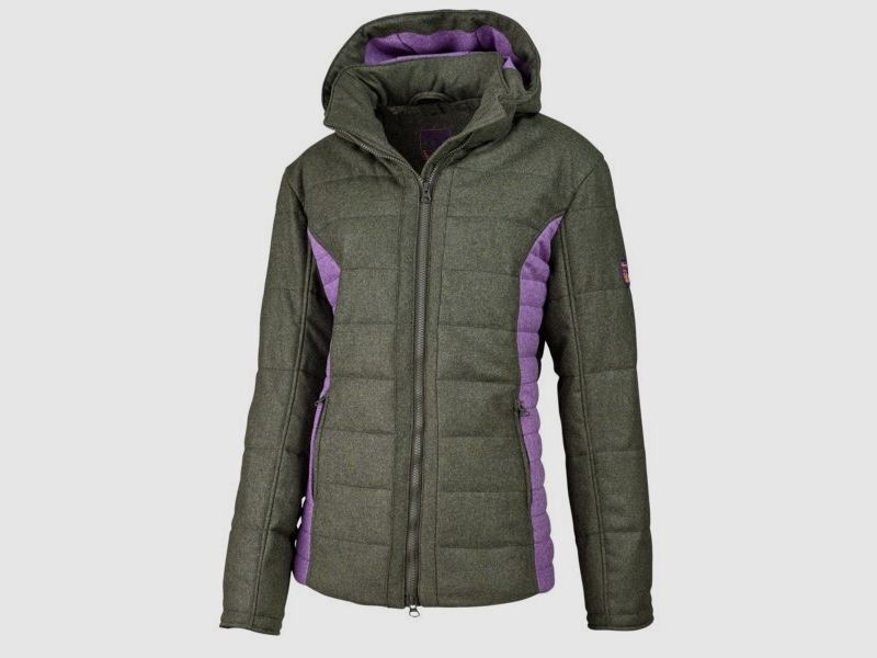 Veste pour femmes Loden - olive, rayures latérales violettes