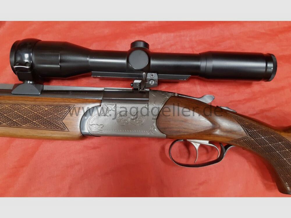 Escopeta de dos cañones Brünner Mod. 502.3 cal. 7x65R y 12/70 con 6x42 Frankonia- 12/70;7x65R