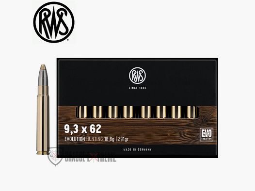 20 Munitions RWS cal 9.3X62 291gr Evolution