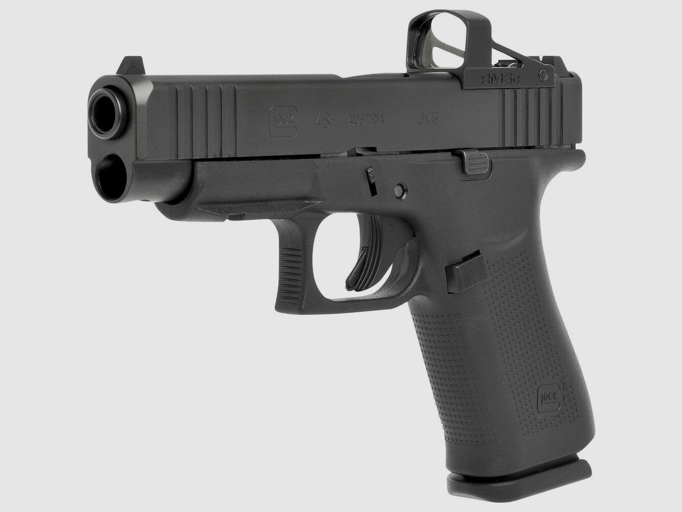 Pistola Glock 48 con punto rojo RMSc Shield montado 9 mm Luger