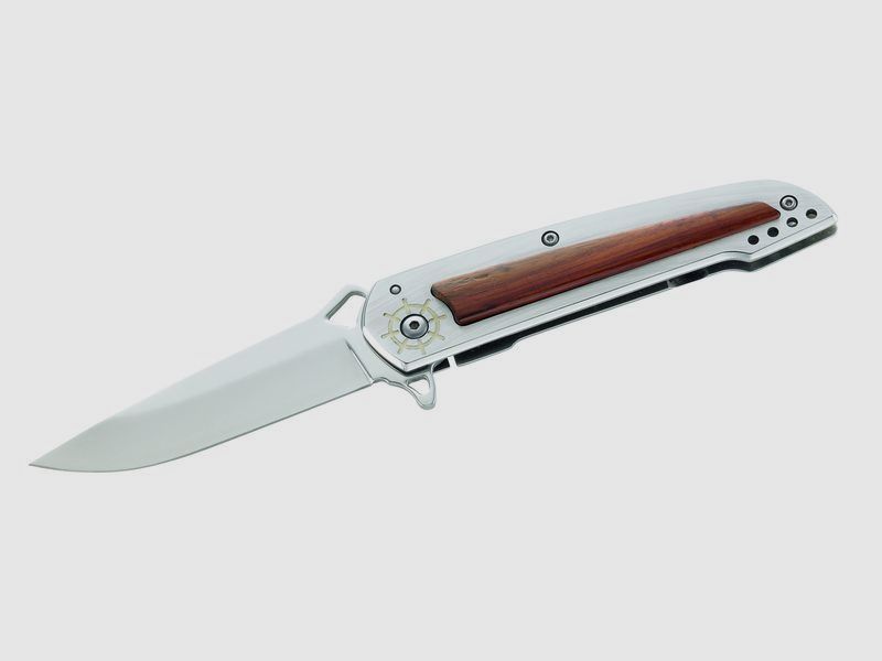 Einhandmesser Holzeinlage Edel Huali Clip