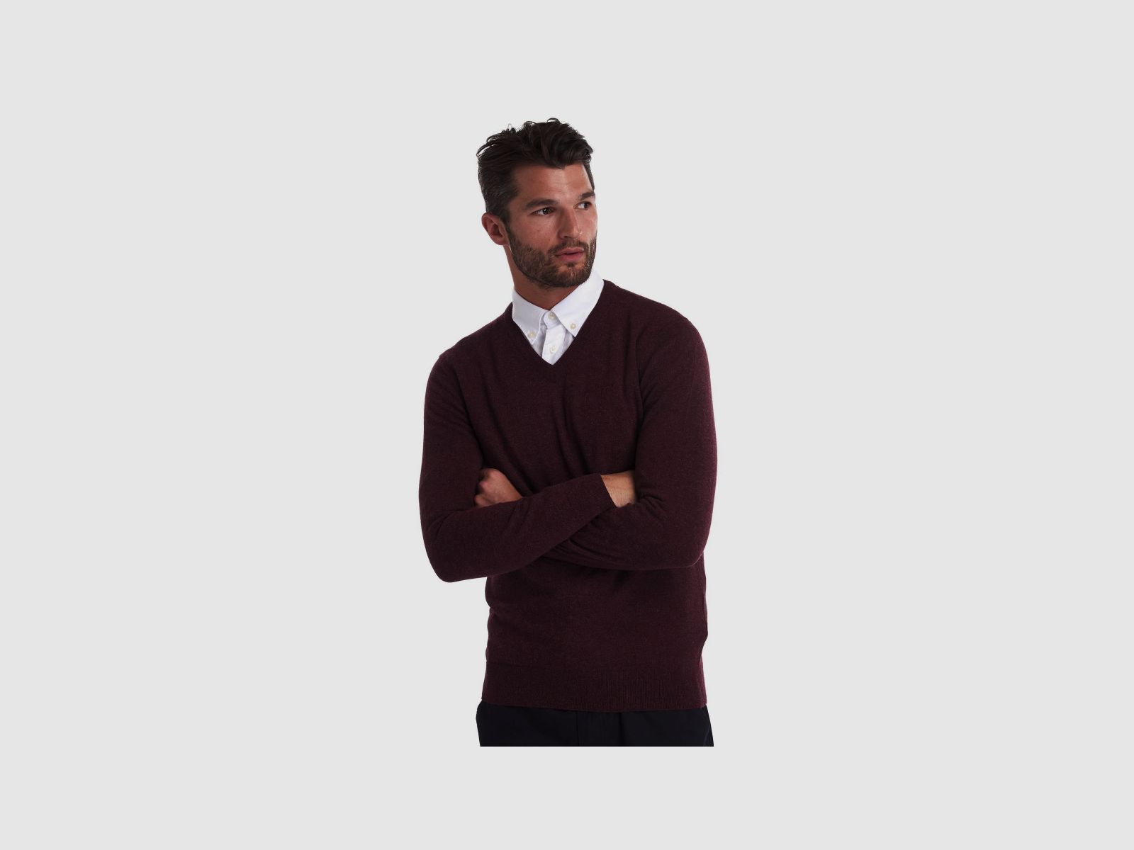 BARBOUR Essential Lambswool V Ausschnitt Merlot