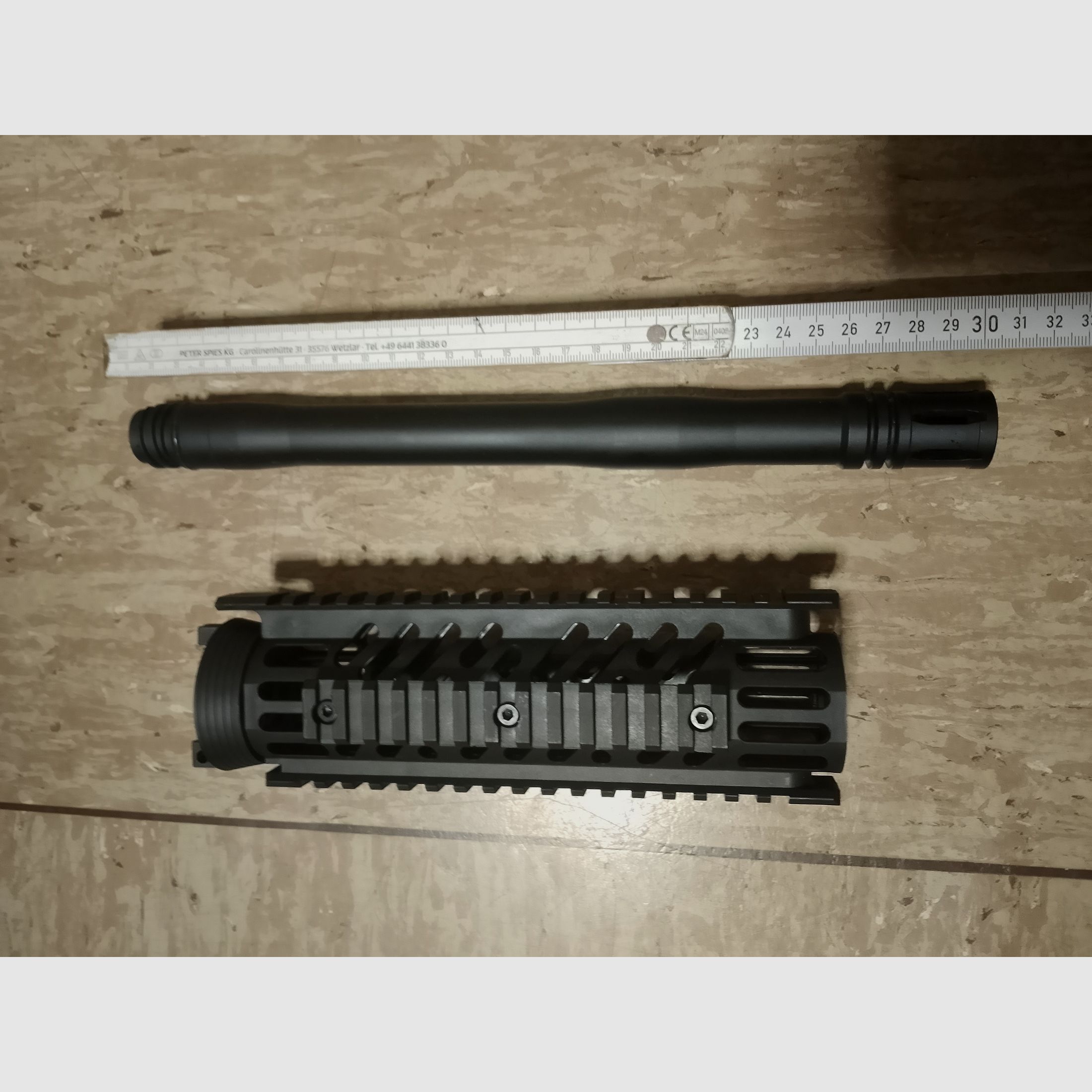 Original tippmann tmc Elite canon de 12 pouces cal .68 et garde-main avec 3 rails Picantinny de 21 mm dans le set comme neuf accessoires Paintball marqueur