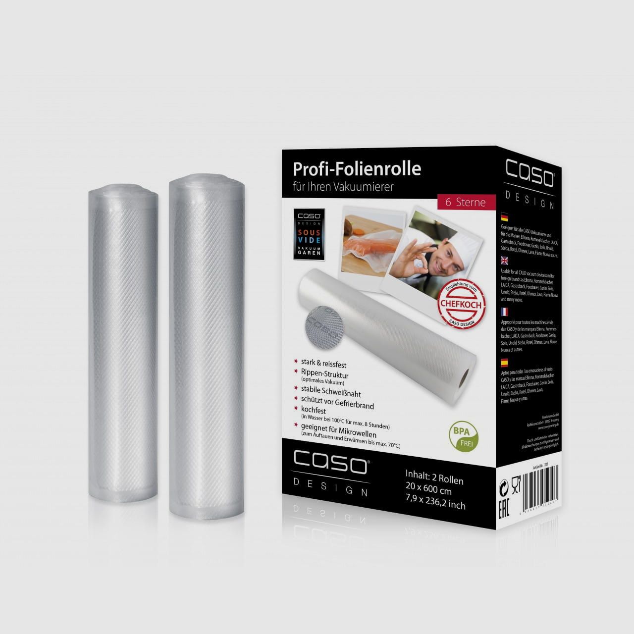 Rolki folii Caso 20x600 cm (2 sztuki)