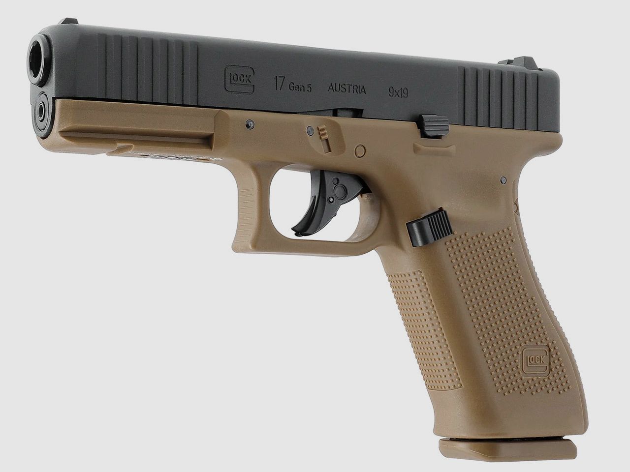 CO2 Softair Pistole Glock 17 Gen5 Coyote Blow Back Metallschlitten Kaliber 6 mm BB (P18)