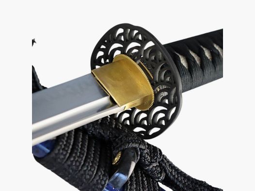 Katana Umi 1095 stal ostry z utwardzaniem gliną niebieska saya z lakierem Ishime