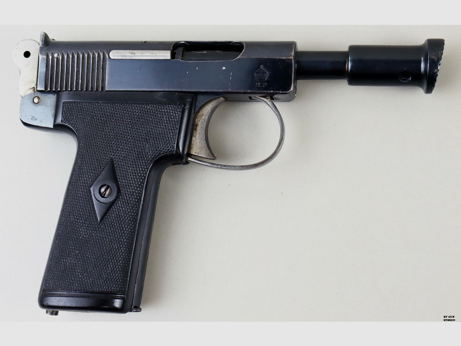Webley & Scott mod. 1913 Humane Killer pistool kal. 7,65 mm matr. 137420, afbeelding 3 van 14