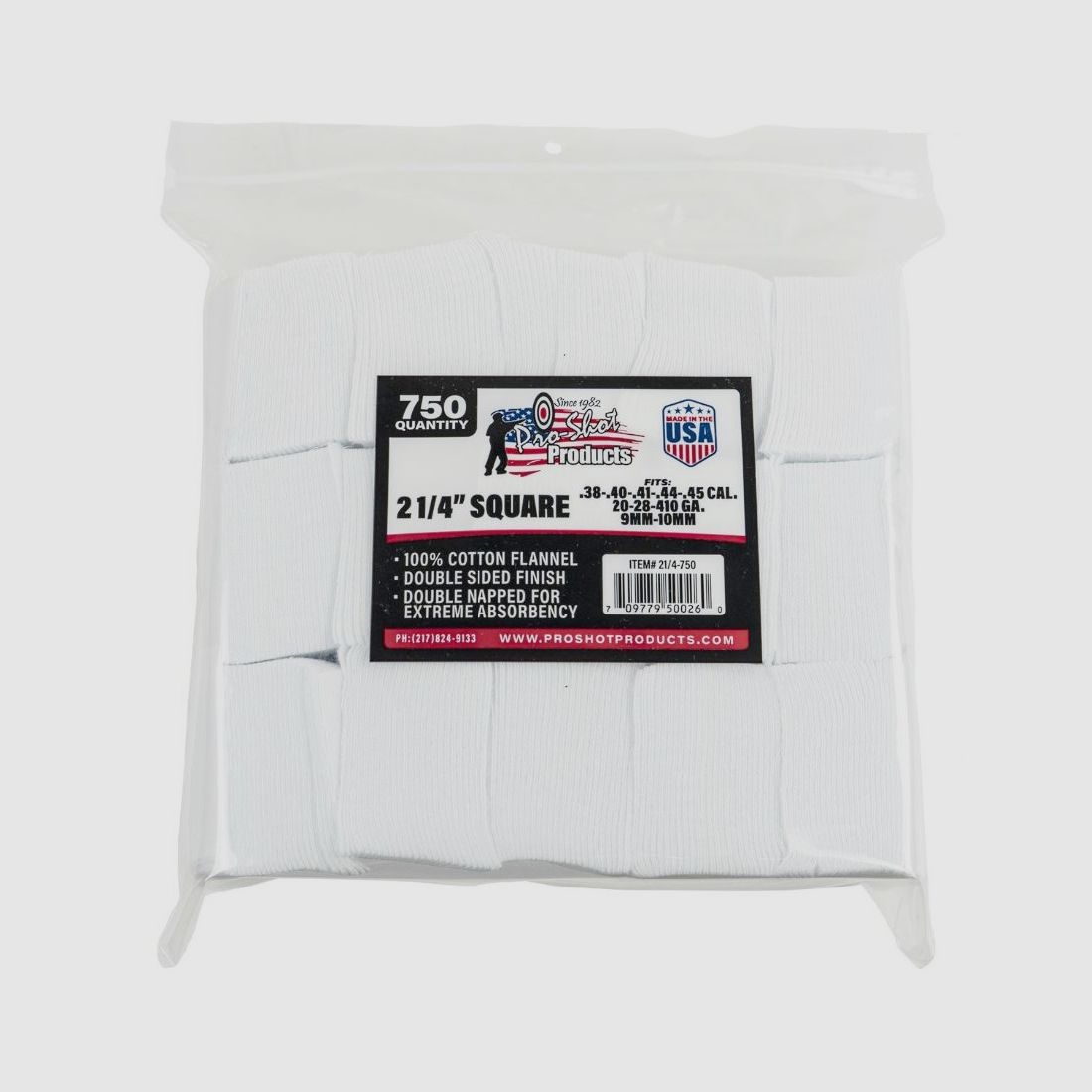 750 łatek 2 1/4" kwadratowych .38 do 45 + 20GA do 410GA