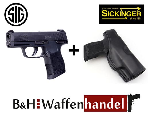 Neuwaffe, auf Lager: Sig Sauer P365 Nitron MS Pistole inkl. Sickinger Leder Holster "G-Man" mit Klemmfeder