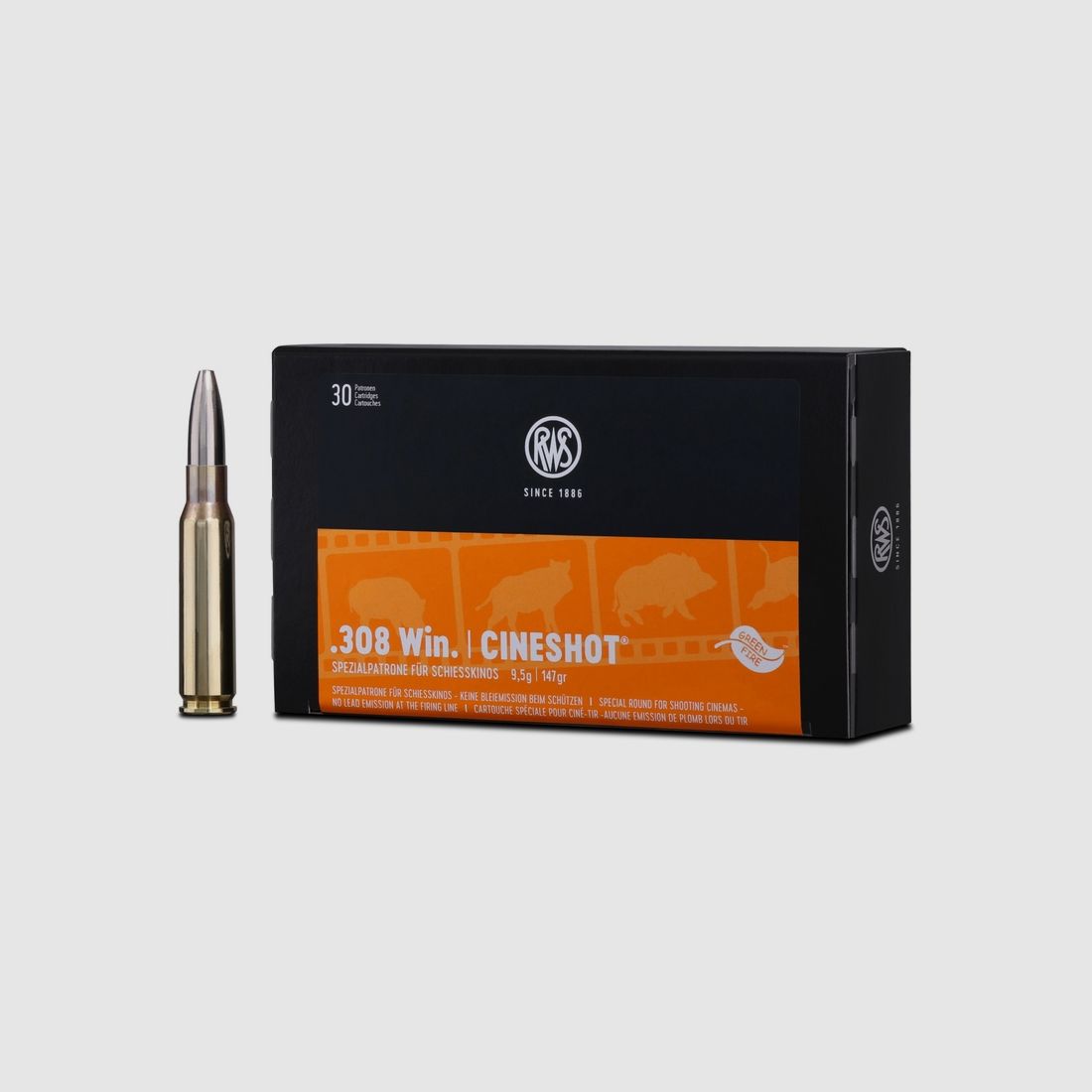 Cineshot .308 Win 147 grs 30 rounds special cartridges for shooting cinema