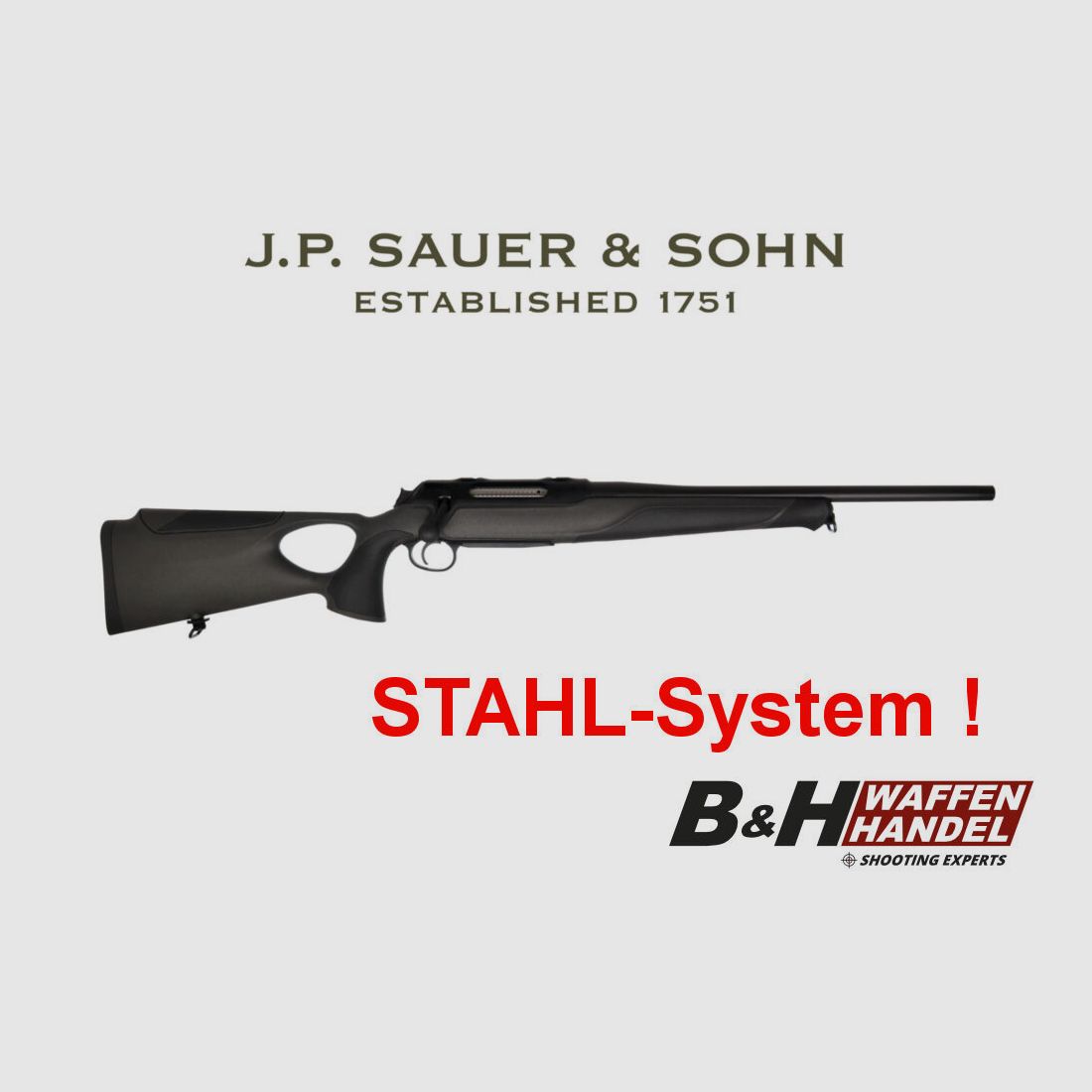 Sauer	 404 Synchro XT / Stahl Gehäuse / Lochschaft / Handspannung / Schalldämpfergewinde / S404 Jagd Repetierer (vgl. 505)