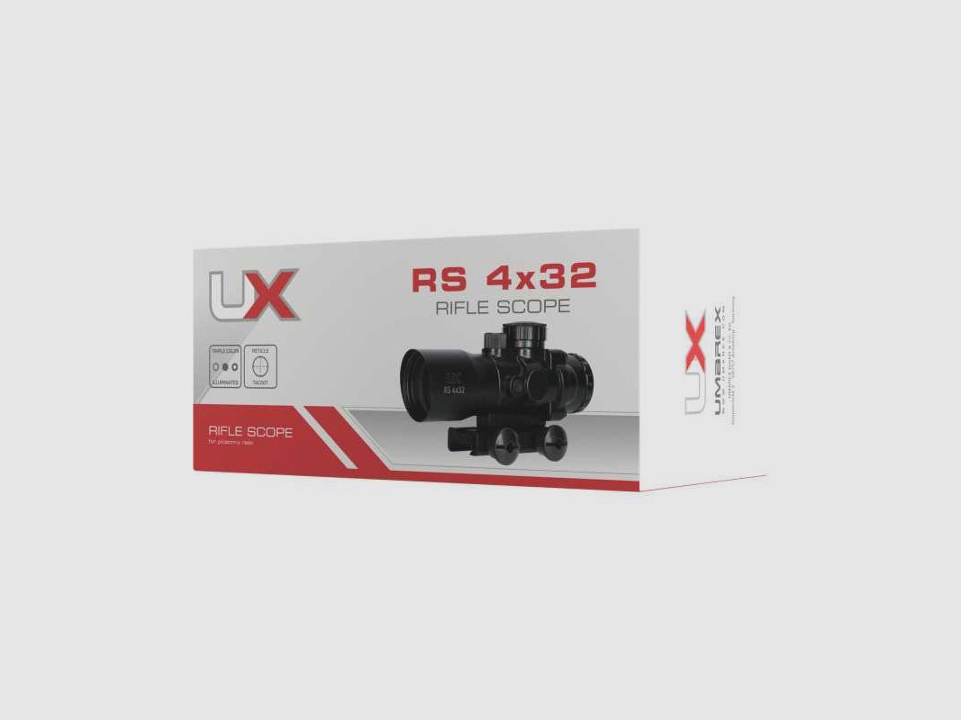 Umarex UX RS 4x32 TC-CI Zielfernrohr inkl. Picatinny-Montage und Flip-Up-Cover