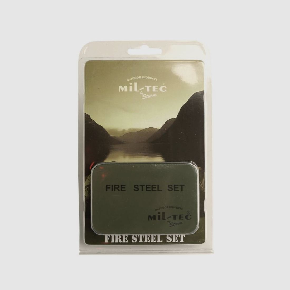 MIL-TEC Fire Steel Set mit Behälter