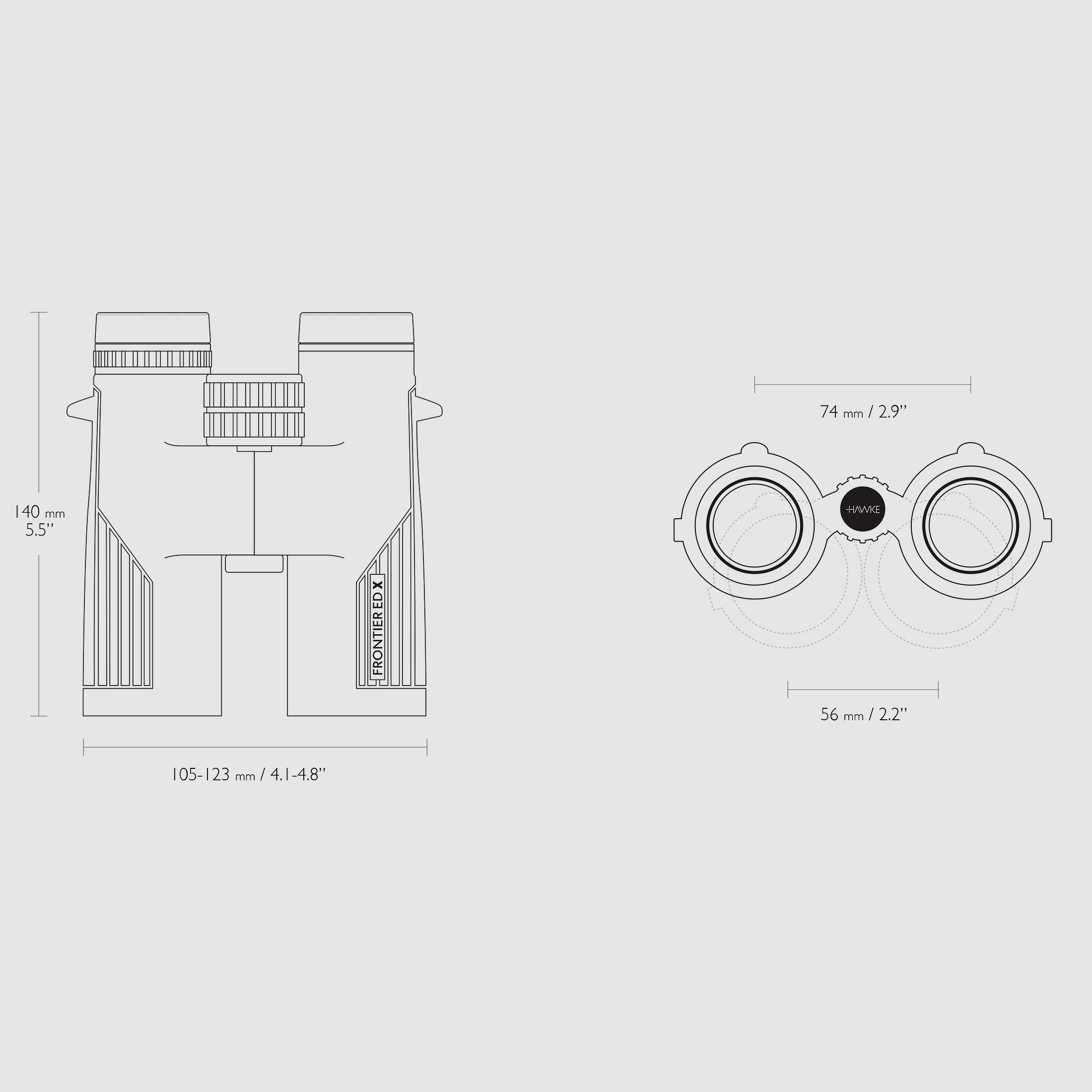 Hawke 38411 prismáticos FRONTIER ED X 8X42 gris
