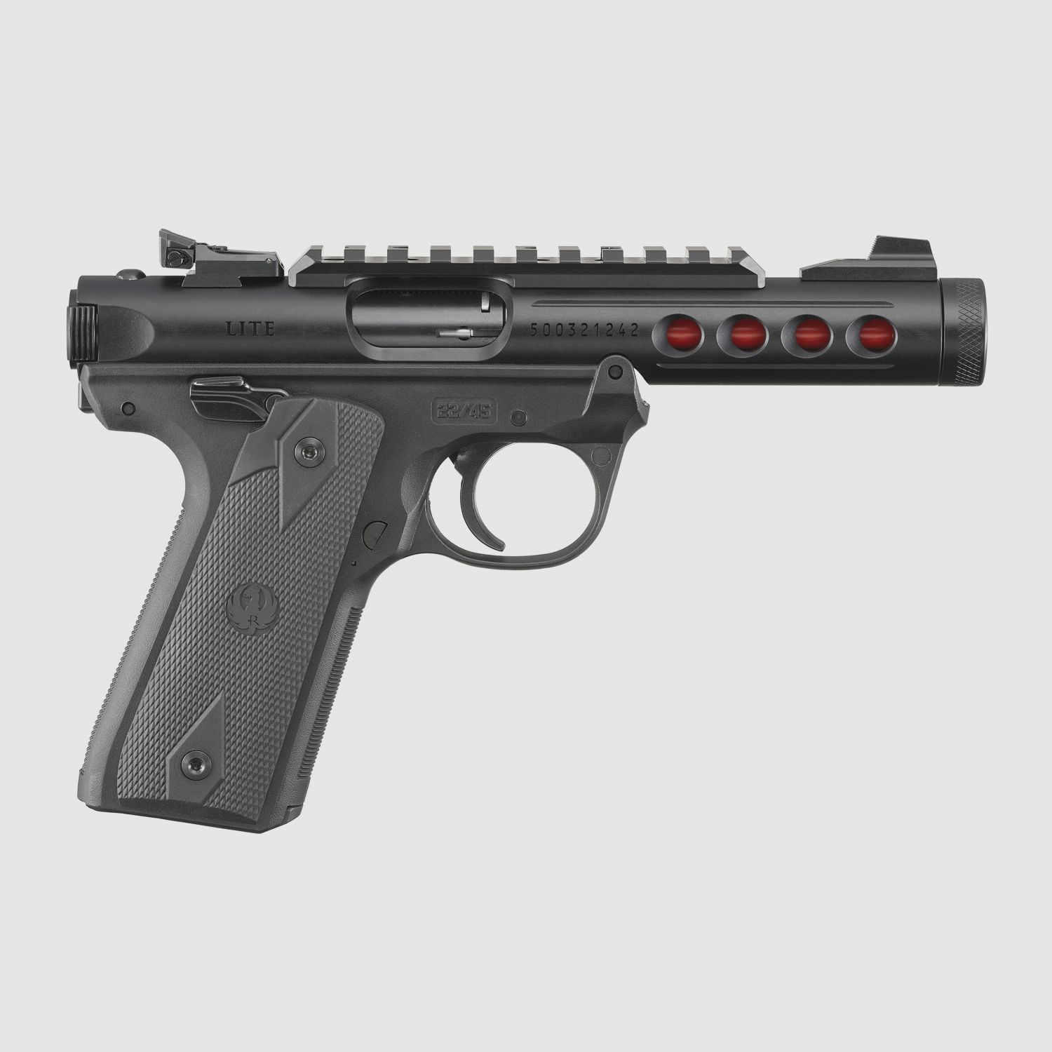 RUGER PISTOOL MARK IV 22/45 LITE .22 LR 4,4"/11,18CM ZWART ANODISEERD 1/2"-28