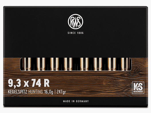 RWS 9,3x74 R KS 247 gr. - 20 Pzas
