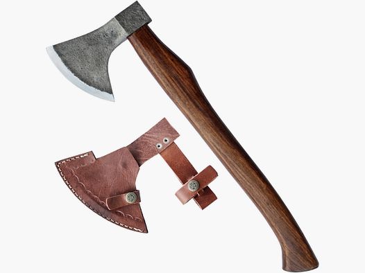urige Axt für Mittelalter Lager zum Holz hacken mit Lederschutz 875g