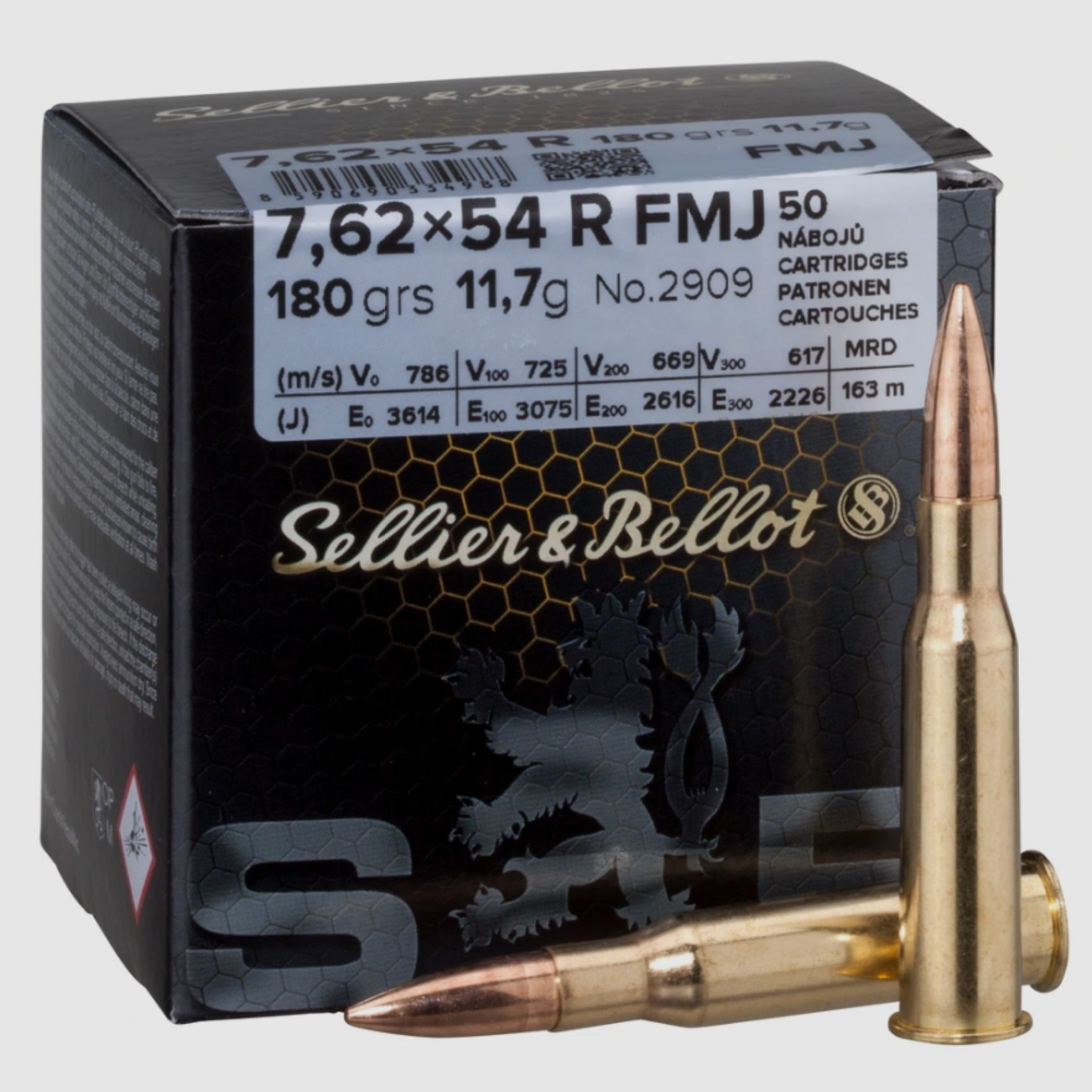 Sellier & Bellot 7.62x54R FMJ full metal jacket 180grs. 50 pieces