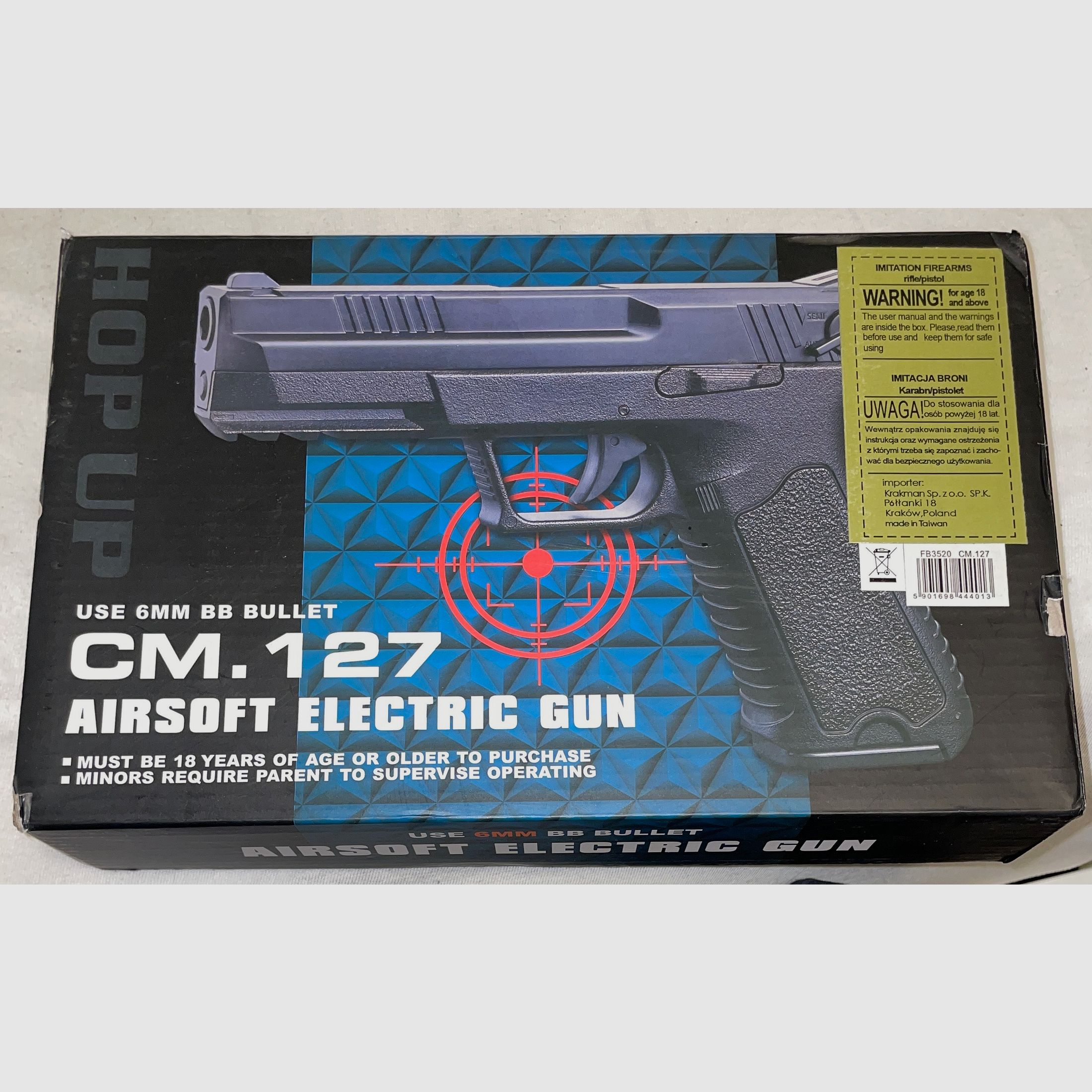 Cyma CM 127 - Vollautomatische/Semiautomatische Airsoft-Pistole mit 2 Magazinen und Original Zubehör