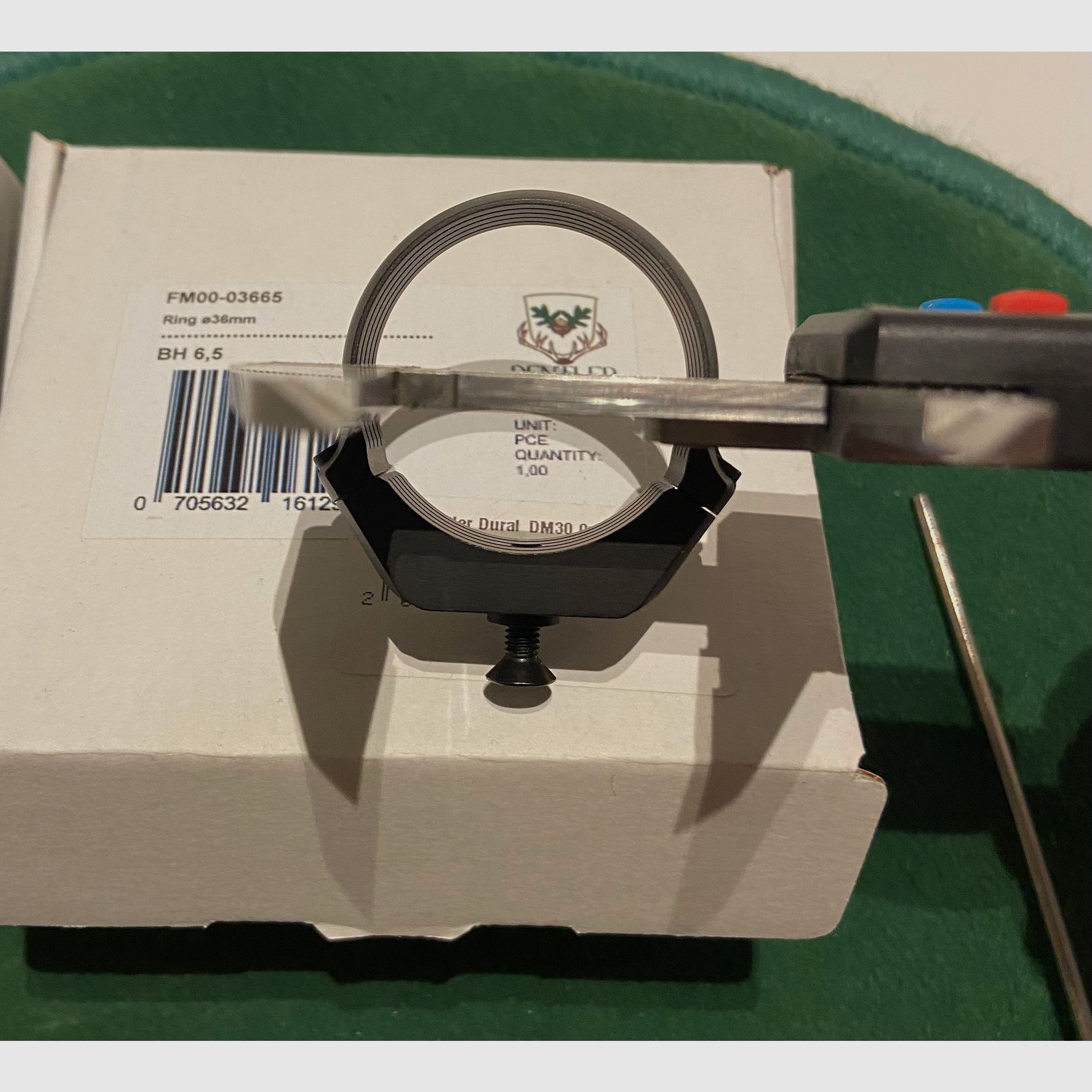 Anneau de montage Dentler - 1x anneau de module BASIS Ø 36 mm BH = 6,5 mm (Aluminium)