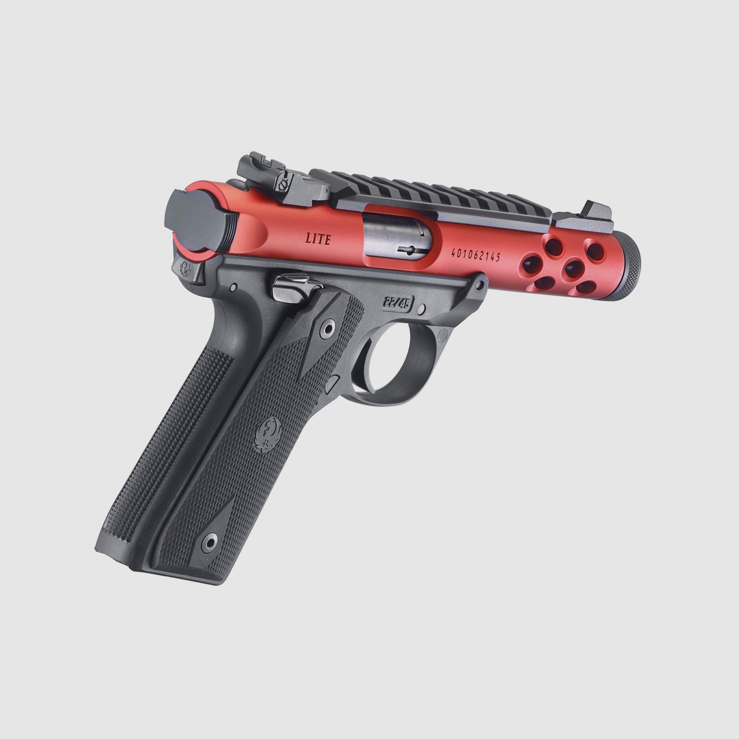 Ruger Mark IV 22/45 Lite .22 LR, 4.40" 1/2"x28, Picatinny, adjustable rear sight, Red Anodized