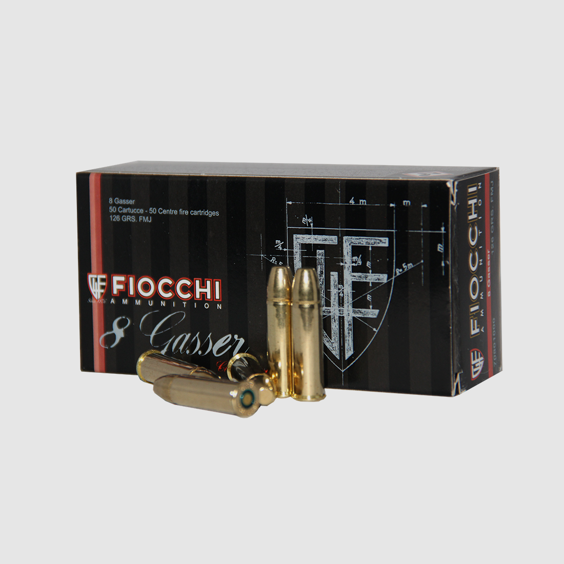 Fiocchi 8mm Gasser 126grs FMJ