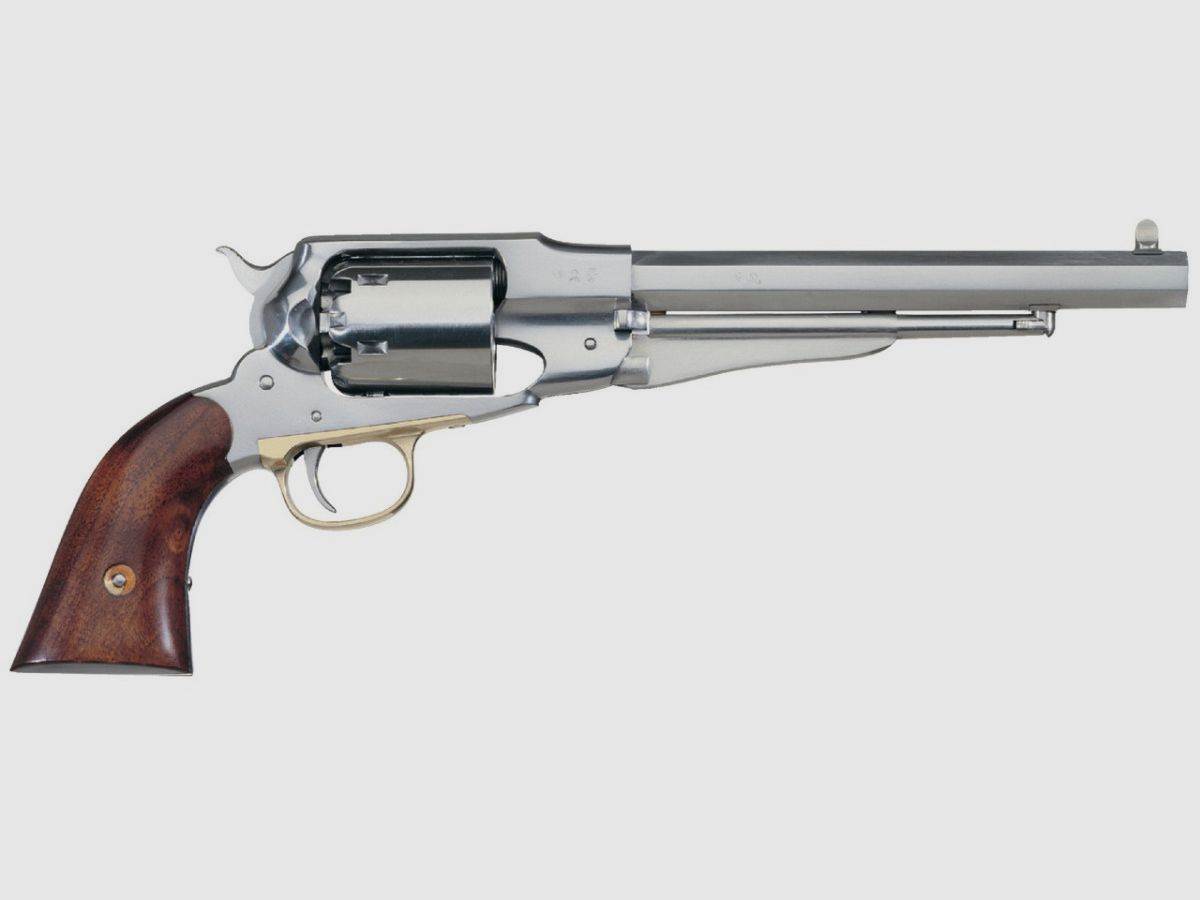 REV UBER 1858 NEW ARMY INOX .44 8" POUDRE NOIRE GRAVE MAIN, image 2 sur 2